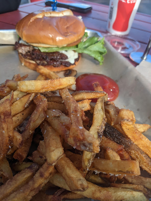 LR burger and hand cut fries